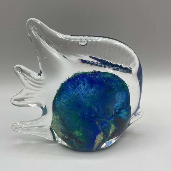 Tropical Angel Fish Paperweight Art Glass Hand Blown Murano Style 4" Tall - Picture 5 of 10